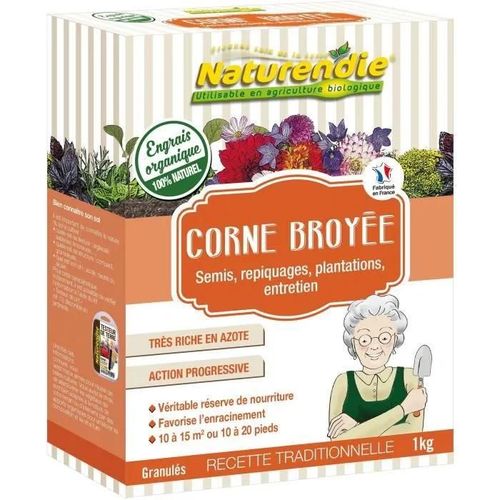 Engrais Corne Broye - Naturendie - Granuls - Pour 10 A 15 M Ou 10 A 20 Pieds - 1 Kg