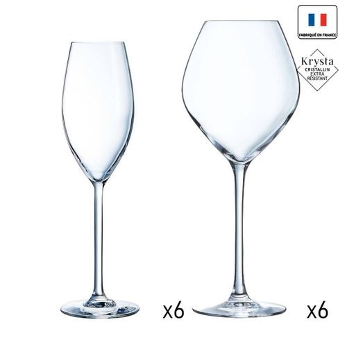 Ensemble 12 Pices Cheer Up Verres  Pied 55cl Et Flute  Champagne- Chef Et Sommelier