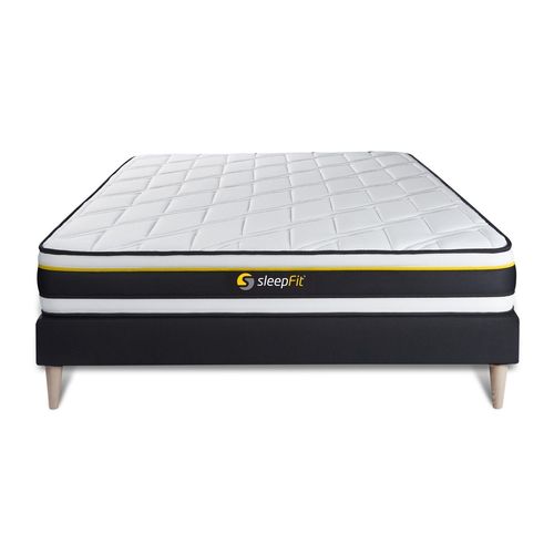 Ensemble 140x200 Matelas Soft + Sommier Kit Noir