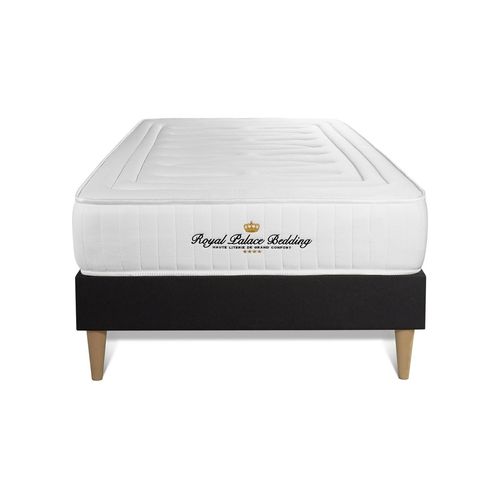 Ensemble 90x190 Matelas Lancaster Ressorts Ensaches Et Memoire De Forme + Sommier Kit Noir