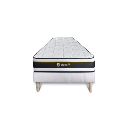 Ensemble 90x200 Matelas Soft + Sommier Kit Blanc