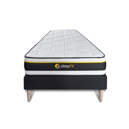 Ensemble 90x200 Matelas Soft + Sommier Kit Noir