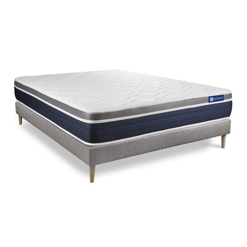 Ensemble Actimemo Confort Matelas Memoire De Forme 180x200 Cm Maxi Epaisseur 7zones De Confort + Sommier Kit Gris