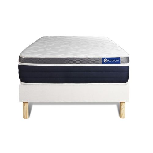 Ensemble Actimemo Confort Matelas Memoire De Forme 80x200 Cm Maxi Epaisseur 7zones De Confort + Sommier Kit Blanc