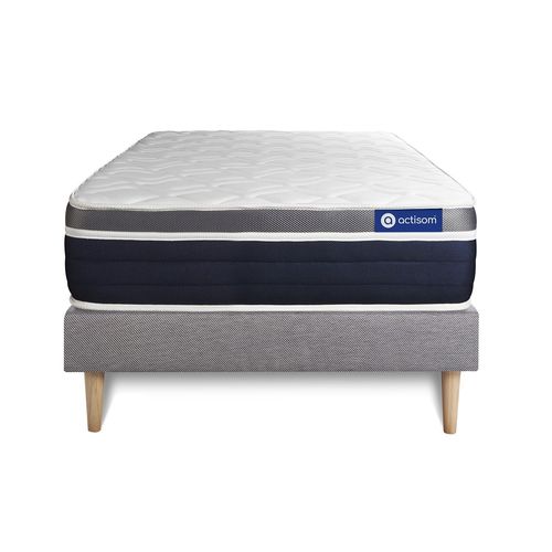 Ensemble Actimemo Confort Matelas Memoire De Forme 80x200 Cm Maxi Epaisseur 7zones De Confort + Sommier Kit Gris