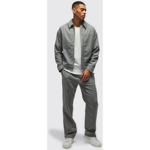 Ensemble Avec Surchemise  Rayures Fines Et Pantalon Fusel Homme - Gris - Xl, Gris