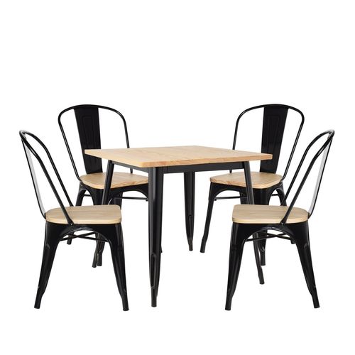 Set De Table Lix En Bois (80x80) Et 4 Chaises Lix En Bois Noir
