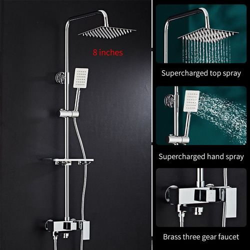 Ensemble Circulaire De Douche De Salle De Bains Plaqu Noir/Chrome,Buse De Douche De Salle De Bains  Pression En Cuivre Avec Robinet De Baignoire De Douche Manuel - Type Chrome Round A1