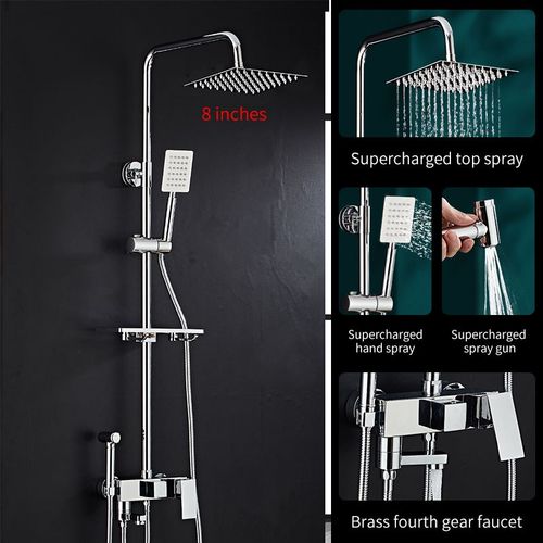 Ensemble Circulaire De Douche De Salle De Bains Plaqu Noir/Chrome,Buse De Douche De Salle De Bains  Pression En Cuivre Avec Robinet De Baignoire De Douche Manuel - Type Chrome Round B1