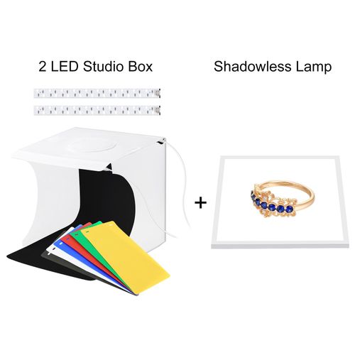 Ensemble complet - Mini panneau lumineux de fond sans ombre + 2 panneaux de 20CM, pour Studio Photo, tente de prise de vue, 22.5