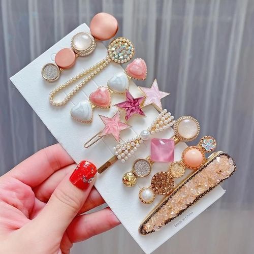 Ensemble D'pingles  Cheveux En Cerisier Color-8pcs Clips En Alliage Avec Perle Et Strass