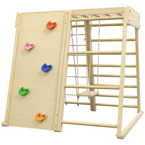Ensemble D'escalade Aire De Jeux 5 En 1 Avec Balanoire, Mur D'escalade, Filet  Grimper, chelle Horizontale, Jouets D'escalade Pour Enfants, 120 X 105 X 120 Cm, Bois Naturel