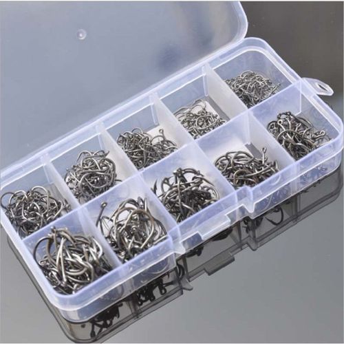 Ensemble D'hameons Perfors, 100 Pices, Anneau Unique En Acier Au Carbone Avec Ardillon, Bote N  3-12, Outils De Pche Difficiles  Casser