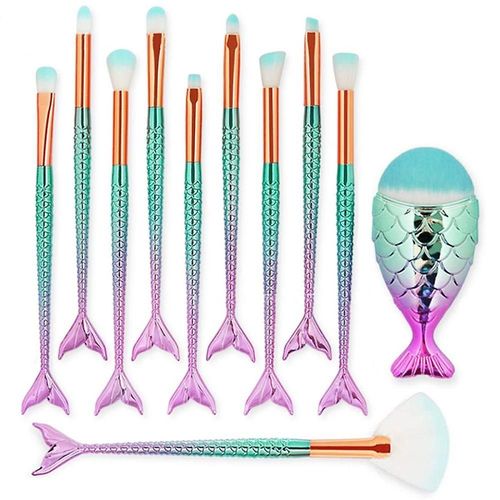Ensemble De 11 Pinceaux De Maquillage Sirne 3d Pour Un Fond De Teint, Un Eye-Liner Et Des Yeux Impeccables - Qualit Suprieure Et Design lgant