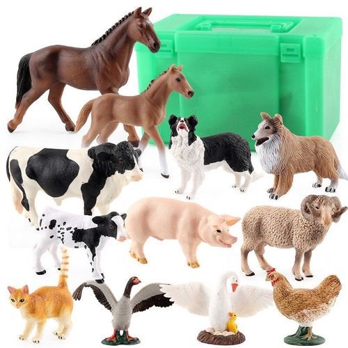 Ensemble De 12 Figurines D'animaux, Cheval, Mouton, Chien, Cochon, Canard, Vache, Chat, Modles D'action, Jouets ducatifs Pour Enfants, Cadeau De Collection