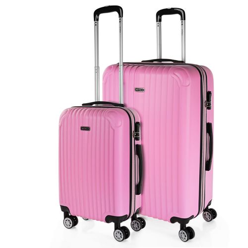 Ensemble De 2 Valises De Voyage Rigides Trolley Abs  4 Roues. 2 Tailles: Small Cab 55, Large Extensible 76. Qualit Dure Et Lgre Renforce. Jolie Et Pas Cher T71517