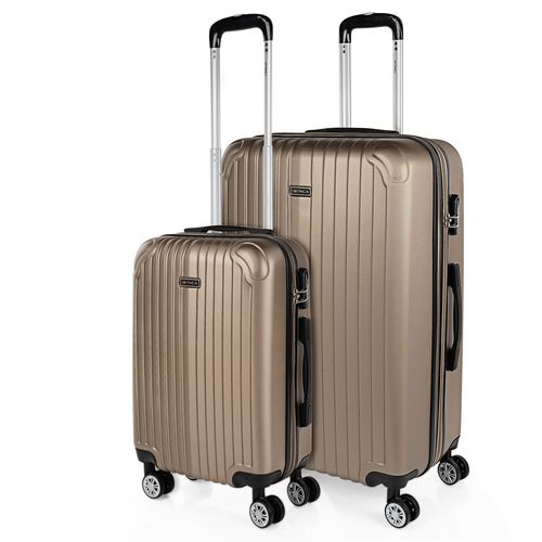 Ensemble De 2 Valises De Voyage Rigides Trolley Abs  4 Roues. 2 Tailles: Small Cab 55, Large Extensible 76. Qualit Dure Et Lgre Renforce. Jolie Et Pas Cher T71517