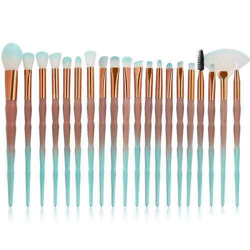 Ensemble De 20 Pinceaux De Maquillage Haut De Gamme  Design Diamant Dor Brillant Pour Une Application Impeccable Et Tous Types De Peau