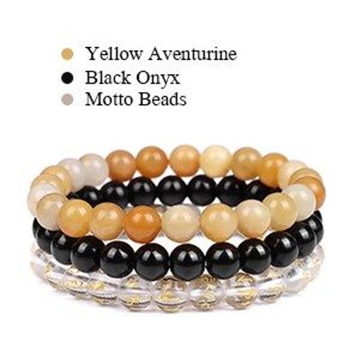 Ensemble De 3 Bracelets En Pierre Naturelle Pour Hommes Et Femmes, Agates, Il De Chat, Perles En Pierre D'onyx Noir, Bijoux, Cadeau  La Mode