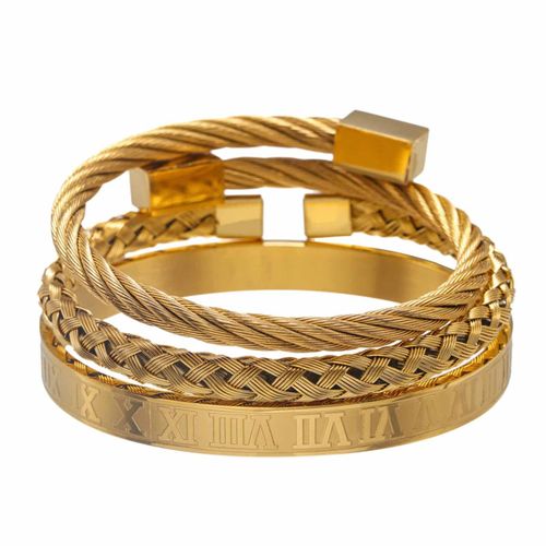 Ensemble De 3 Bracelets En Titane Et Acier Pour Hommes, Bijoux  Chiffres Romains, Fer  Cheval, Boucles En Cristal Et Strass, Breloques Multicolores En Forme De CUr, Cadeau Idal