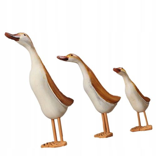 Ensemble De 3 Figurines De Canards, En Bois, Peintes 