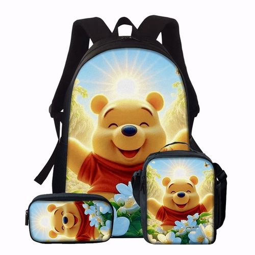 Ensemble De 3 Sacs  Dos - lgant Sac D'ecole En Polyester Noir Avec Motif Tournesol Joyeux, Lavable  La Main, Ideal Pour Les Voyages Et Les Cadeaux De Vacances (Halloween, Nol)