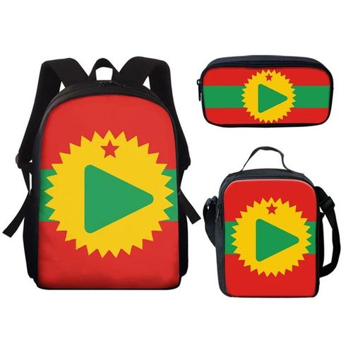 Ensemble De 3 Sacs De Voyage Pour Etudiants, Motif Drapeau Jeune Hip-Hop Imprime En 3d, Sac  Dos Pour Ordinateur Portable, Sac  Dejeuner, Trousse  Crayons