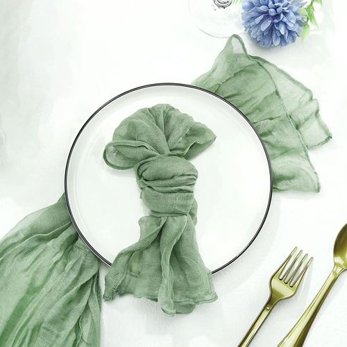 Ensemble De 6 Sets De Table Semi-Transparents En Gaze De Sauge,tamine,Serviette,Sets De Table,Dcor De Dner,Vintage,Fte De Mariage,Banquets,Nol