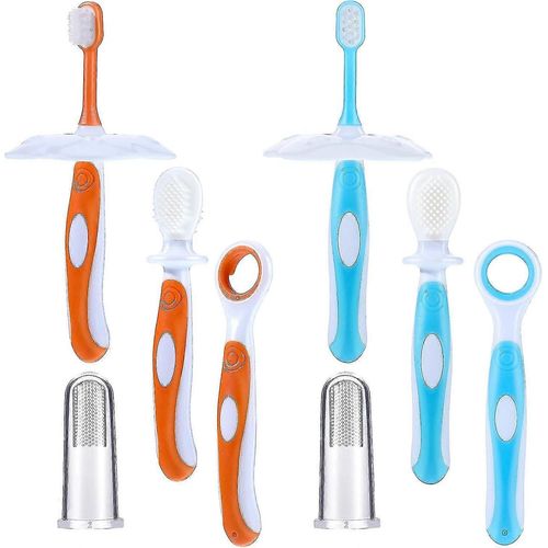 Ensemble De 8 Brosses  Dents Pour Bbs, Kit De Soins Bucco-Dentaires En 3 tapes, Comprenant Une Brosse  Dents En Silicone Pour Nourrissons Et Un Ensemble De Grattoirs  Langue Pour Brosse  Dents