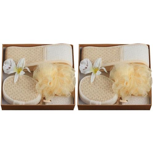 Ensemble De 8 Outils De Nettoyage Corporel : Boule De Bain Exfoliante, Serviette, Brosse Et ponge Pour Un Soin De La Peau En Douceur