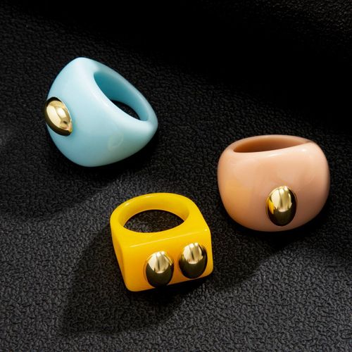 Ensemble De Bagues Carres Gomtriques En Rsine Acrylique, Nouvelle Mode Pour Femmes, Rivet Punk En Mtal, Grandes Et paisses, Bijoux Y2k
