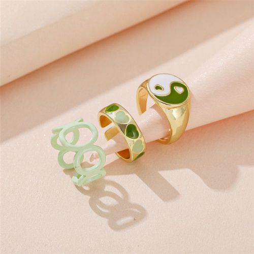 Ensemble De Bagues Gomtriques En Forme De CUr Pour Femmes, Bijoux En Rsine, Violet, Vert,  La Mode, Vente En Gros