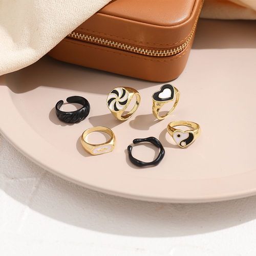 Ensemble De Bagues Gomtriques En Forme De CUr Pour Femmes, Bijoux En Rsine, Violet, Vert,  La Mode, Vente En Gros