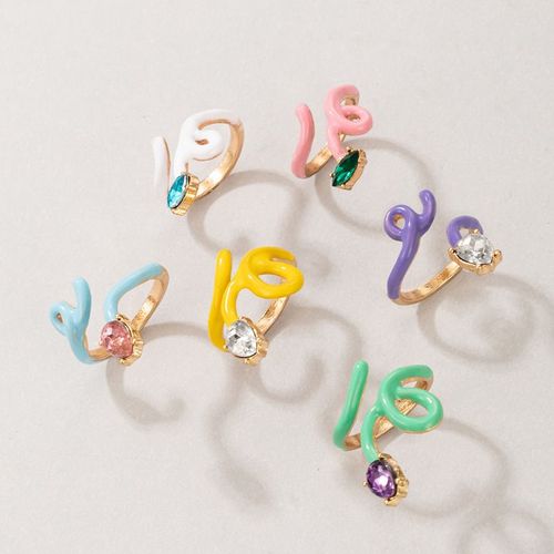 Ensemble De Bagues Vintage En Forme De CUr Pour Femmes, Bijoux En Rsine, Rose, Vert, Fleur, Amour, Vente En Gros, 2021