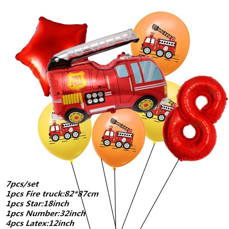 Ensemble De Ballons De Voiture De Dessin Anime 7 Pieces Lot En Aluminium Voiture Camion Grue Cadeau D Anniversaire Pour Garcon Decoration De Fete Pour Enfants 7pcs Number 8 Set Rakuten