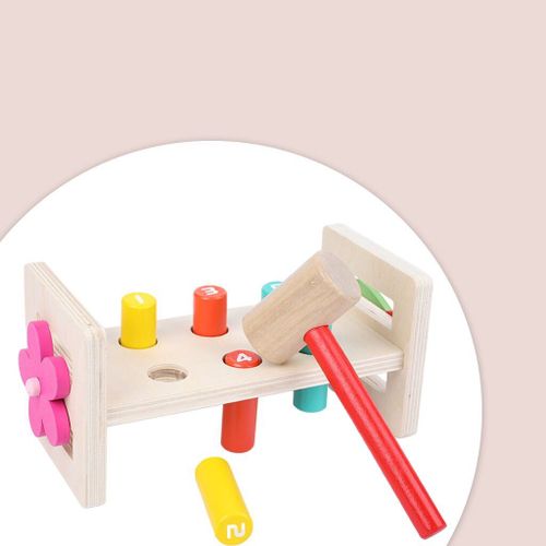 Ensemble De Battements En Bois Colors Avec Marteau, Jouets Pour Enfants D'ge Prscolaire, Outils Multifonctionnels, Bote D'entretien, Combinaison D'crou Pour Bb, 1 Ensemble