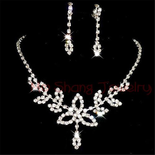 Ensemble De Bijoux Avec Biscuits En Cristal Blanc Plaqu Argent, Collier En V, Boucles D'oreilles, Bijoux De Rh, Fte Formelle, Mode La Plus Rcente, 2020