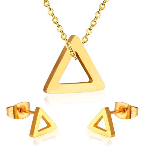 Ensemble De Bijoux De Luxe En Acier, Triangle Gomtrique, Pendentif, Collier, Boucles D'oreilles, Aretes, Mode, Fte, Colliers Pour Femmes, Amis