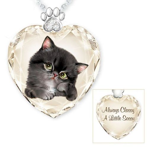 Ensemble De Bijoux De Luxe Pour Femmes, Collier, Boucles D'oreilles En Forme De CUr, Chat Noir Mignon, Bague De Mariage, Accessoires De Mariage