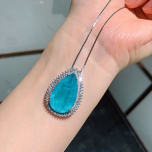 Ensemble De Bijoux De Mariage, Bijoux De Luxe, Pierre Tourmaline Bleue, Aigue-Marine, Diamant, Ailes D'ange, Boucles D'oreilles, Collier Pendentif Pour Femmes