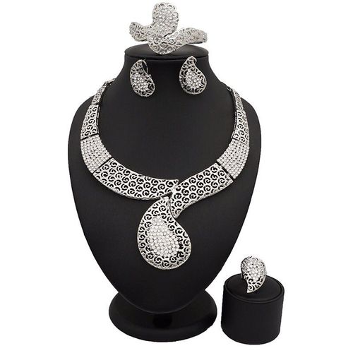 Ensemble De Bijoux En Argent Pour Femmes, Bijoux Africains, Grand Ensemble, Collier, Ensembles De Mariage, Bijoux En Pierre