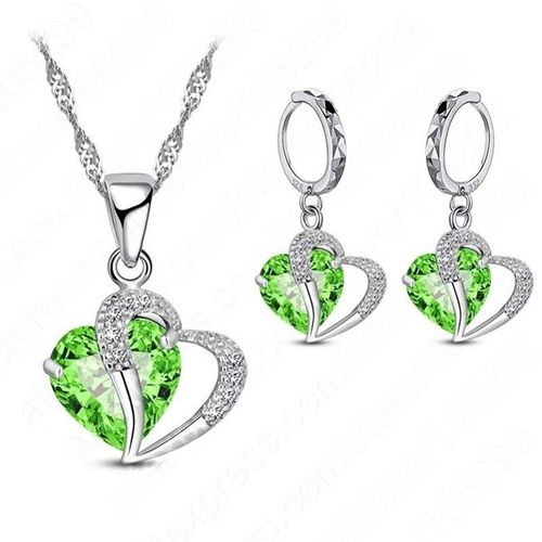 Ensemble De Bijoux En Cristal En Forme De Coeur Pour Femmes, Collier Mignon, Boucles D'oreilles, Biscuits Plaqu Argent, Ensembles De Bijoux Nobles, Cadeaux Pour Filles, Mode Luxueuse