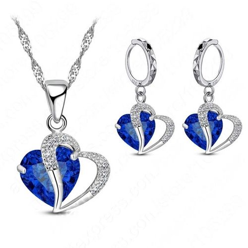Ensemble De Bijoux En Cristal En Forme De Coeur Pour Femmes, Collier Mignon, Boucles D'oreilles, Biscuits Plaqu Argent, Ensembles De Bijoux Nobles, Cadeaux Pour Filles, Mode Luxueuse