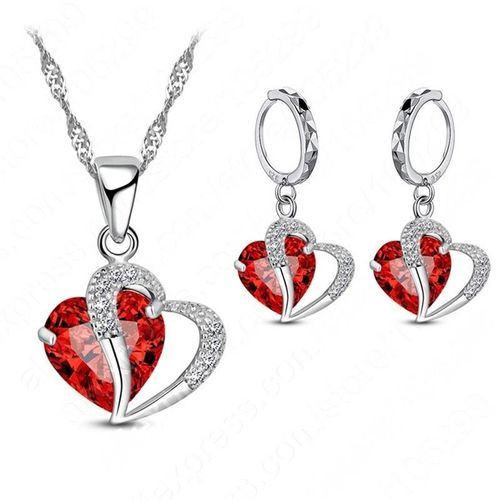 Ensemble De Bijoux En Cristal En Forme De Coeur Pour Femmes, Collier Mignon, Boucles D'oreilles, Biscuits Plaqu Argent, Ensembles De Bijoux Nobles, Cadeaux Pour Filles, Mode Luxueuse