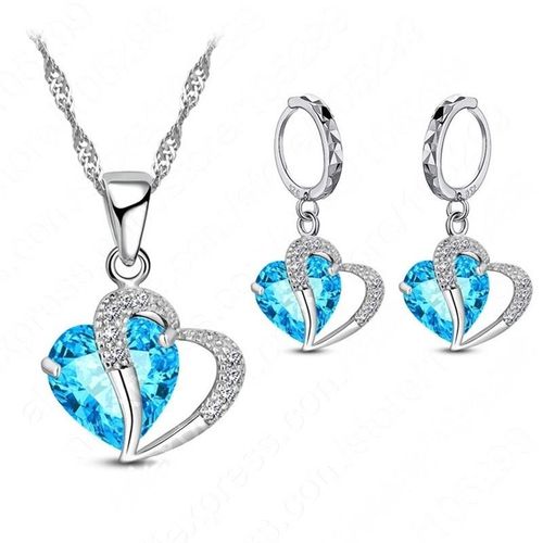 Ensemble De Bijoux En Cristal En Forme De Coeur Pour Femmes, Collier Mignon, Boucles D'oreilles, Biscuits Plaqu Argent, Ensembles De Bijoux Nobles, Cadeaux Pour Filles, Mode Luxueuse