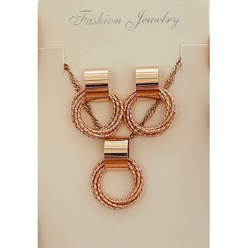 Ensemble De Bijoux Pour Femmes Compos De 1 Paire De Boucles D'oreilles En Fil Dor Rose Exquis  Motif De Cercle Gomtrique Et 1 Collier