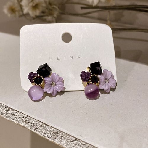 Ensemble De Boucles D'oreilles  Fleurs En Cristal Violet, Noble, Pour Femme, Bijoux  La Mode Corenne, Accessoires lgants Pour Fte De Mariage, Pour Fille, 2022