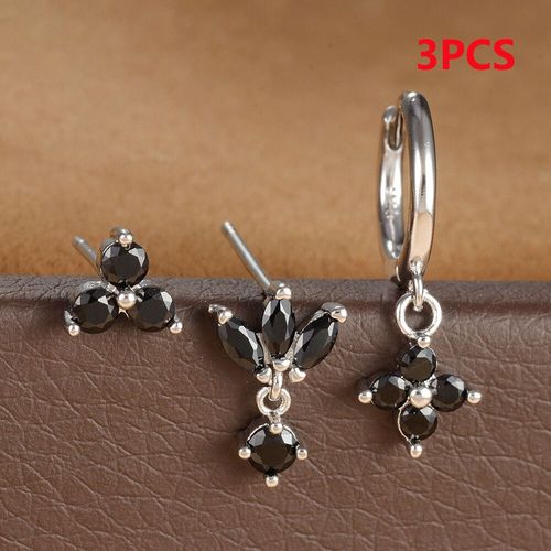 Ensemble De Boucles D'oreilles Croles En Cristal Multicolore Pour Femme,Acier Inoxydable,Pendentif Huggie Plaqu Or 18 Carats,Bijoux Piercing,3 Pices