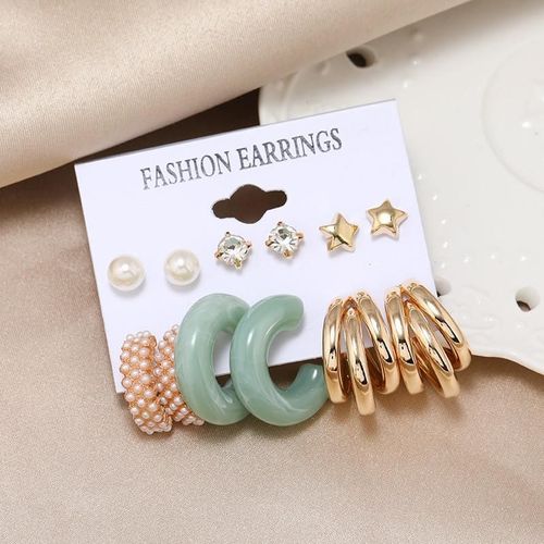 Ensemble De Boucles D'oreilles Papillon Perle Incruste, Boucles D'oreilles Croles, Cratif, Simple, Rose, Acrylique, En Forme De C, Rsine, Mode, Dcoration, Nouveau