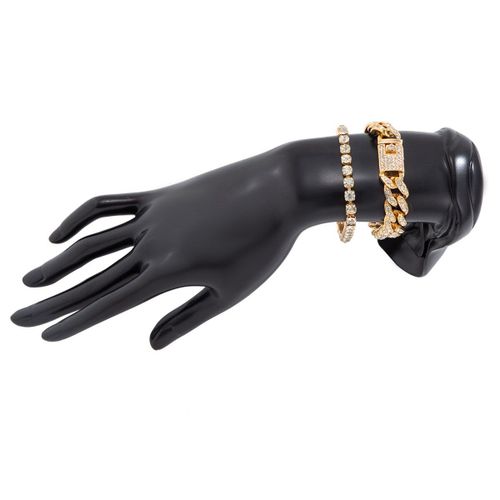 Ensemble De Bracelets De Luxe Pour Femmes Et Hommes, Chane  Maillons Cubains, Strass Glac, Cristal Scintillant, Bijoux  Breloques